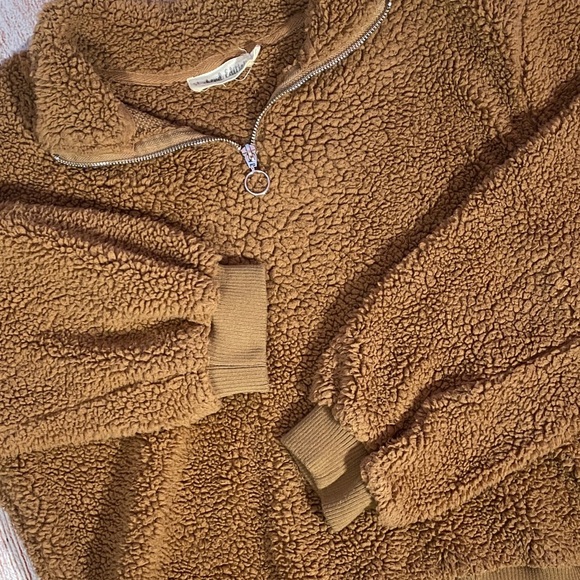 Weekend Edition Sherpa Quarter Zip Pullover Medium Mustard Cozy Fleece Sweater - Picture 9 of 10